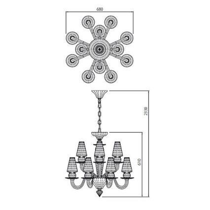 Redo IID C12 51 - Żyrandol na łańcuchu IDILLIO 12xG9/48W/230V