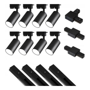 Reflektor do systemu szynowego 8xGU10/25W/230V 4 m czarny