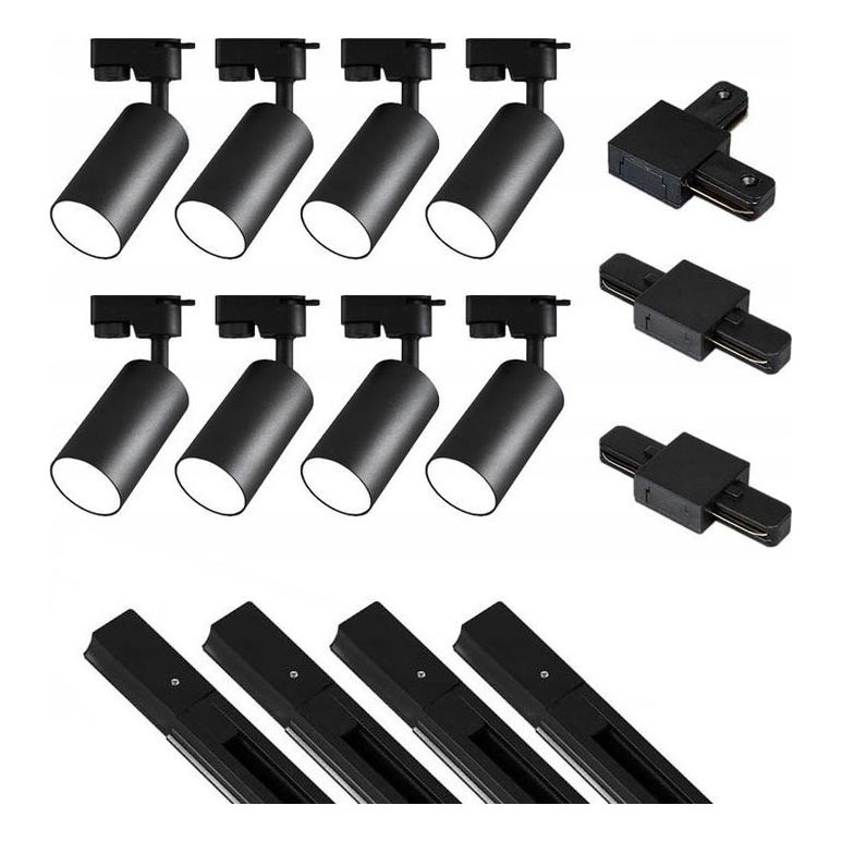Reflektor do systemu szynowego 8xGU10/25W/230V 4 m czarny