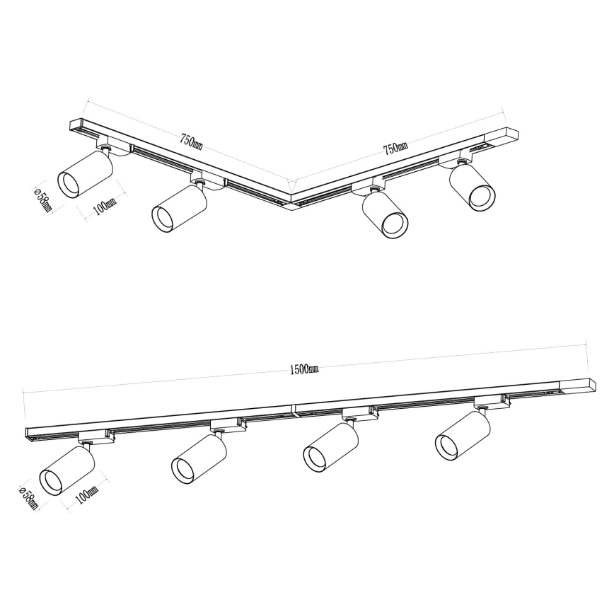 Reflektor do systemu szynowego PIPE 4xGU10/10W/230V biały