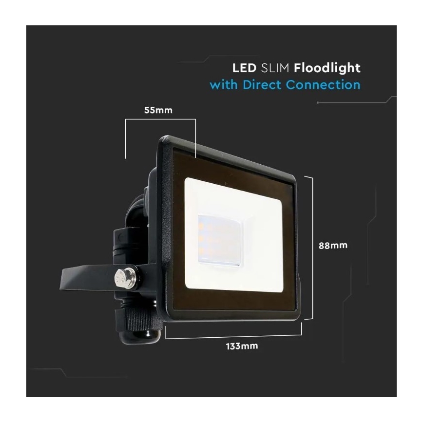 Reflektor LED z bezpośrednim podłączeniem SAMSUNG CHIP LED/10W/230V IP65 6500K czarny