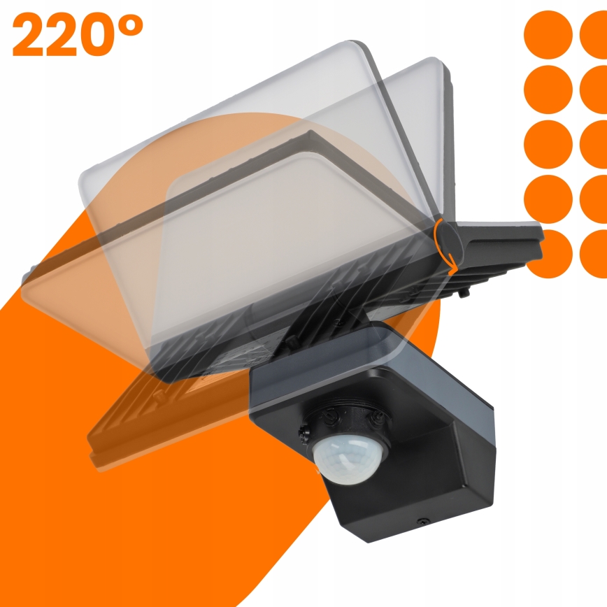 Reflektor LED z czujnikiem ruchu i zmierzchu LED/44W/230V 4200K IP54 czarny