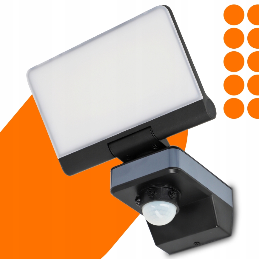 Reflektor LED z czujnikiem ruchu i zmierzchu LED/44W/230V 4200K IP54 czarny