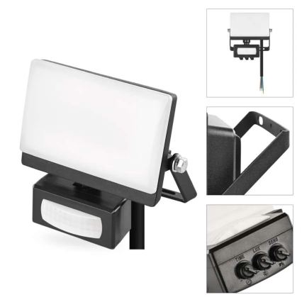 Reflektor LED z czujnikiem ruchu i zmierzchu TAMBO EVO LED/10W/230V 4000K IP44 czarny