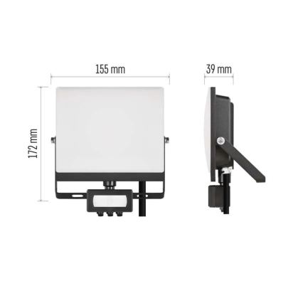 Naświetlacz LED z czujnikiem ruchu i zmierzchu TAMBO EVO LED/30W/230V 4000K IP44 czarny