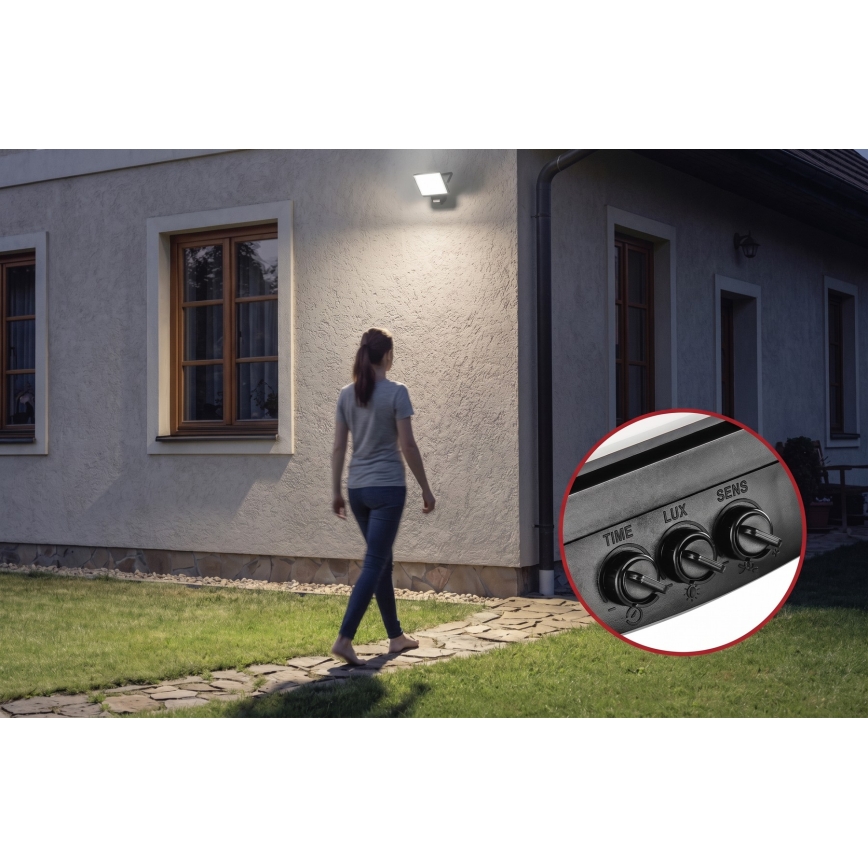 Reflektor LED z czujnikiem ruchu i zmierzchu TAMBO EVO LED/50W/230V 4000K IP44 czarny