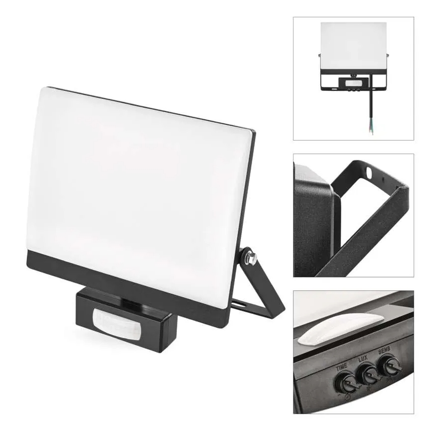 Reflektor LED z czujnikiem ruchu i zmierzchu TAMBO EVO LED/50W/230V 4000K IP44 czarny
