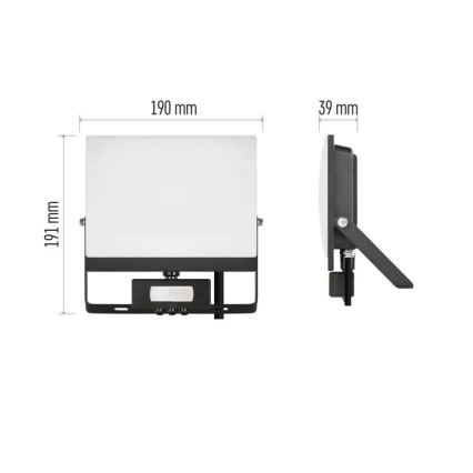 Reflektor LED z czujnikiem ruchu i zmierzchu TAMBO EVO LED/50W/230V 4000K IP44 czarny