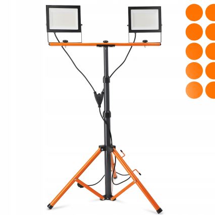 Reflektor LED z statywem 2xLED/100W/230V 4500K IP65 czarny/pomarańczowy