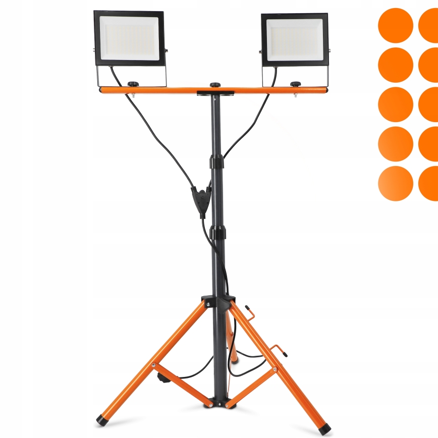 Reflektor LED z statywem 2xLED/100W/230V 4500K IP65 czarny/pomarańczowy