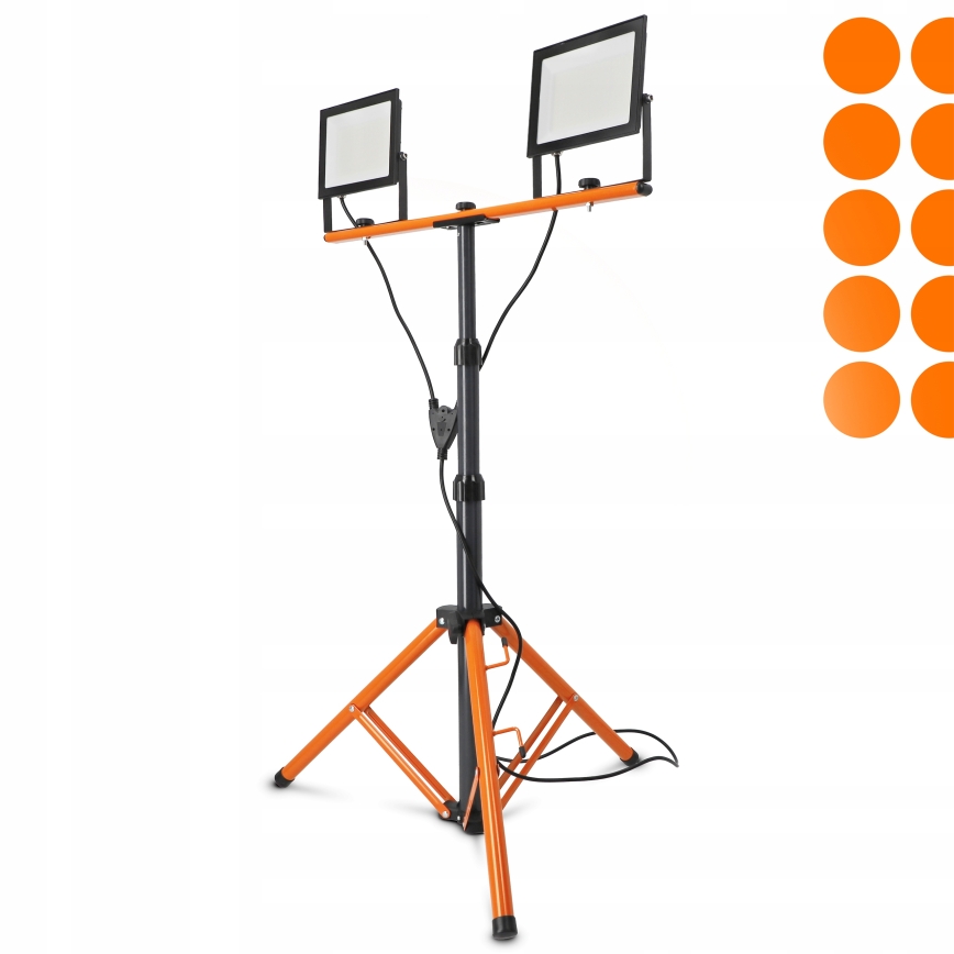 Reflektor LED z statywem 2xLED/100W/230V 4500K IP65 czarny/pomarańczowy