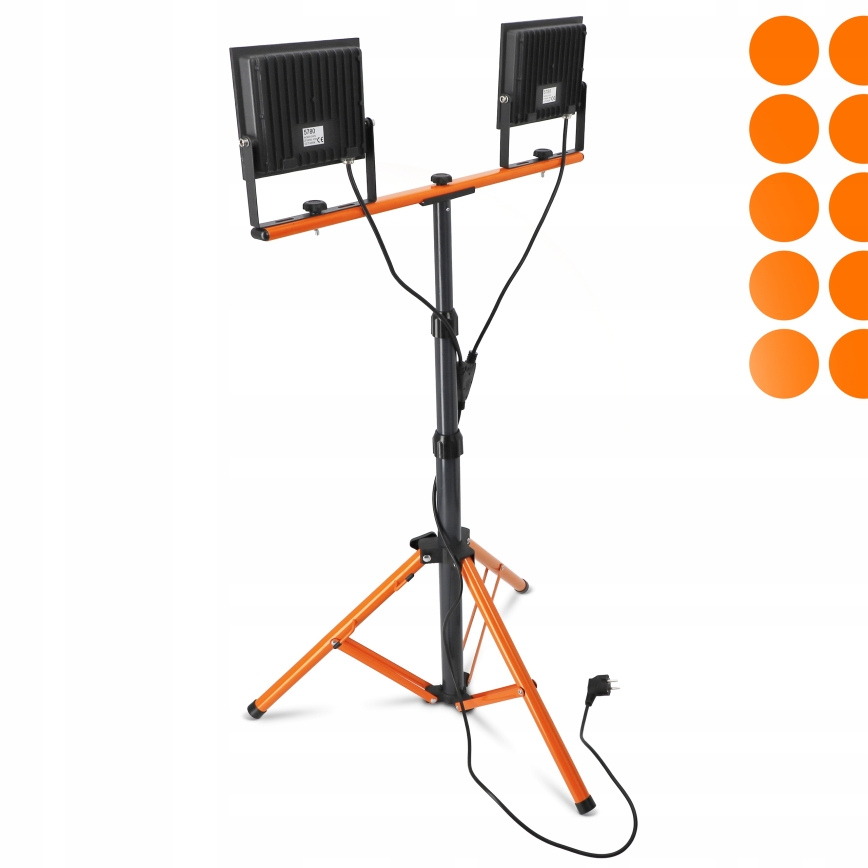 Reflektor LED z statywem 2xLED/100W/230V 4500K IP65 czarny/pomarańczowy
