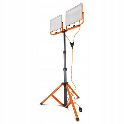 Reflektor LED z statywem 2xLED/100W/230V 4500K IP65 pomarańczowy