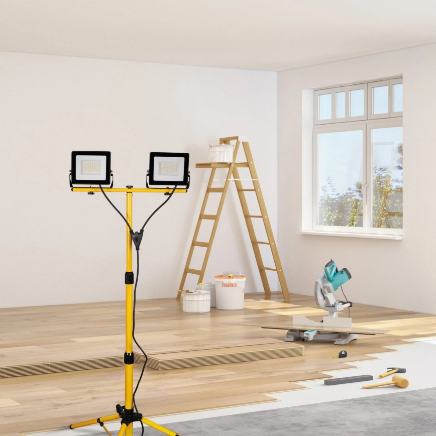 Reflektor LED ze statywem 2xLED/30W/230V 6500K IP65 żółty
