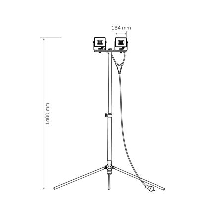 Reflektor LED ze statywem 2xLED/30W/230V 6500K IP65 żółty