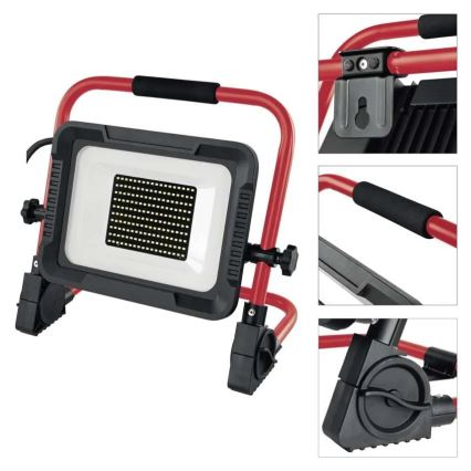 Reflektor LED ze statywem ELION LED/100W/230V 4000K IP65 czerwony/czarny