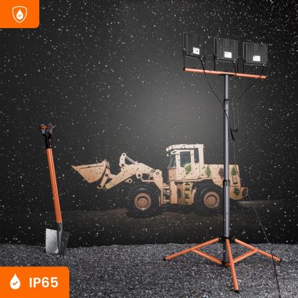 Reflektor LED ze stojakiem 3xLED/100W/230V 4500K IP65 czarny/pomarańczowy