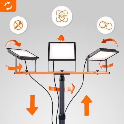 Reflektor LED ze stojakiem 3xLED/100W/230V 4500K IP65 czarny/pomarańczowy