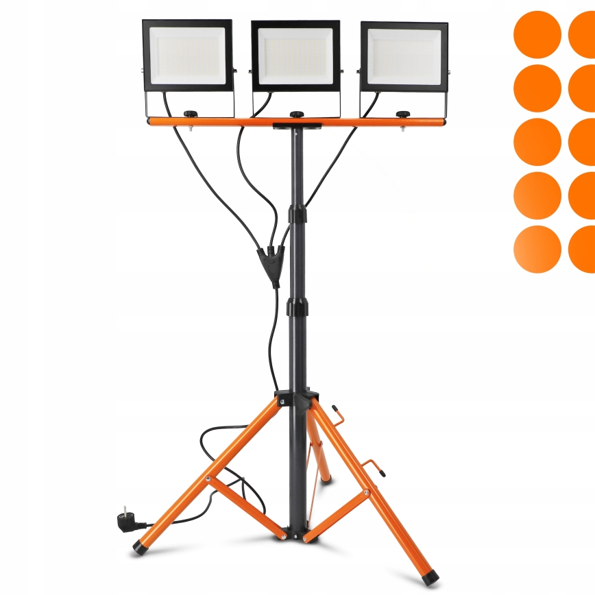 Reflektor LED ze stojakiem 3xLED/100W/230V 4500K IP65 czarny/pomarańczowy
