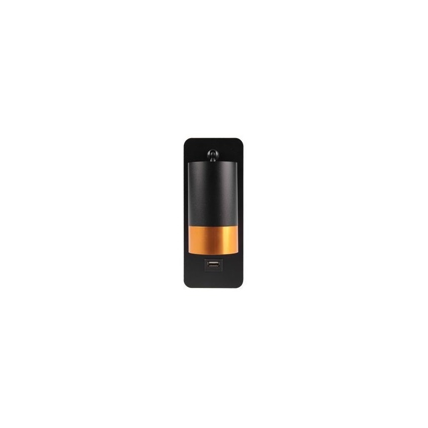Reflektor ścienny z ładowarką USB 1xGU10/35W/230V czarny/złoty