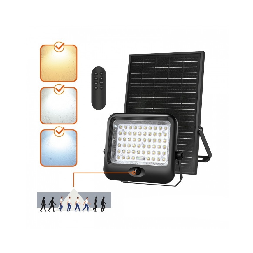 Reflektor solarny LED z czujnikiem MHCS LED/35W/3,2V 3000/4000/6500K IP65 15000 mAh + pilot zdalnego sterowania
