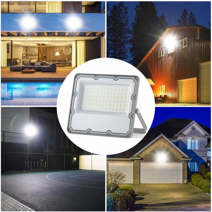 Reflektor zewnętrzny LED/100W/230V 4500K IP65 szary