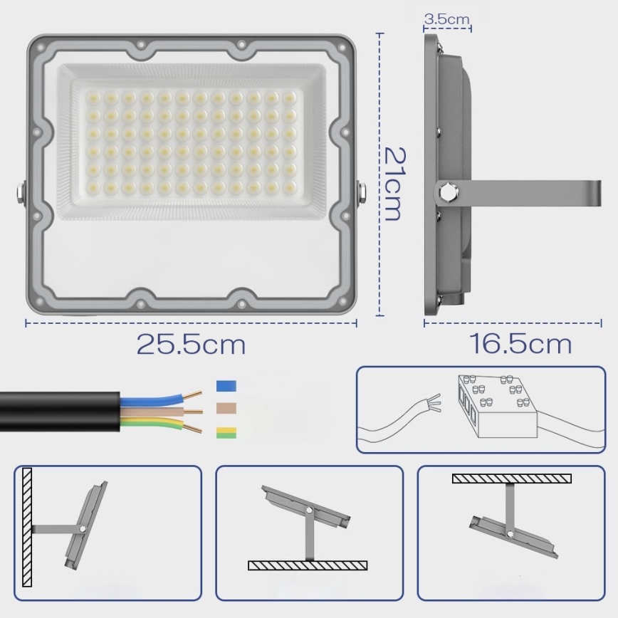 Reflektor zewnętrzny LED/100W/230V 4500K IP65 szary