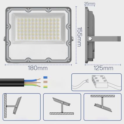 Reflektor zewnętrzny LED/50W/230V 4500K IP65 szary