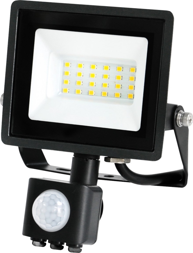 Reflektor zewnętrzny LED z czujnikiem LED/20W/230V IP44 6500K czarny