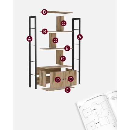 Regał NAVARO brązowy/czarny