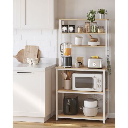 Regał półkowy do kuchni MARGE brązowy/biały