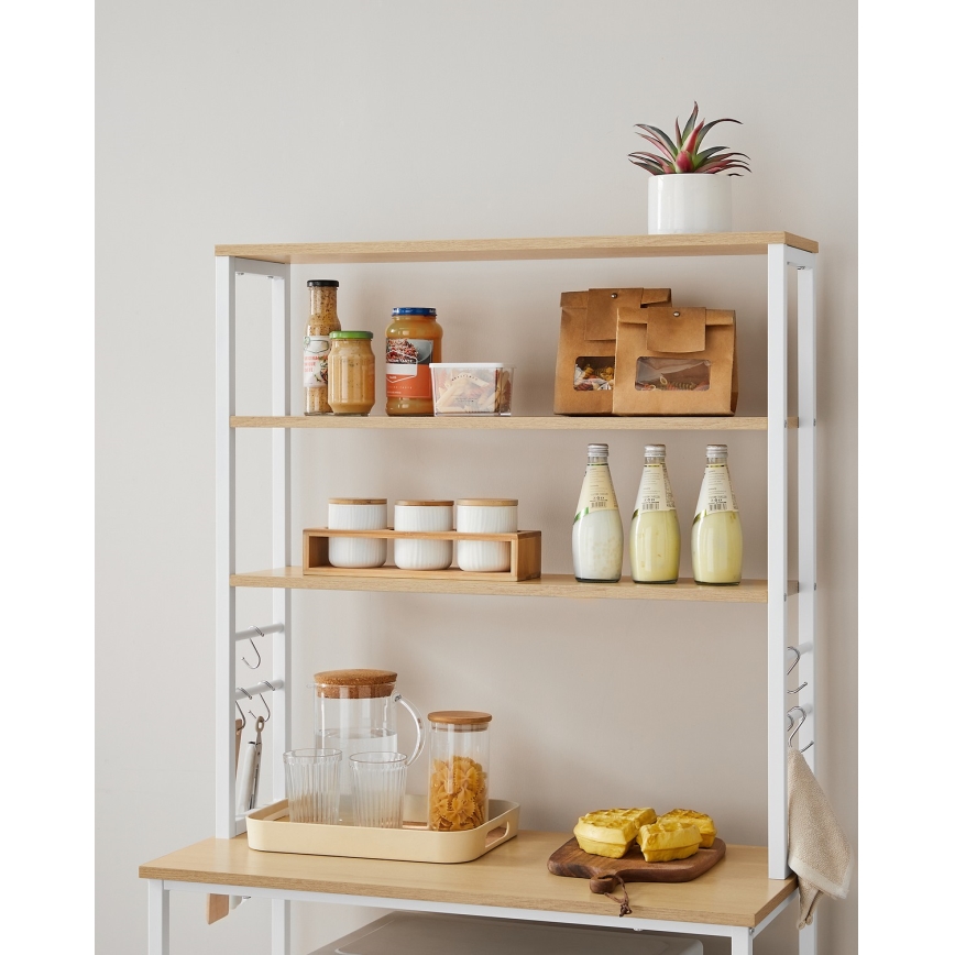 Regał półkowy do kuchni MARGE brązowy/biały