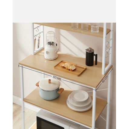 Regał półkowy do kuchni MARGE brązowy/biały