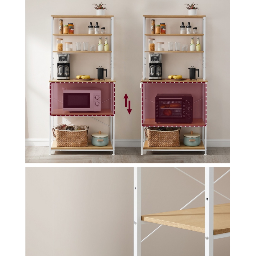 Regał półkowy do kuchni MARGE brązowy/biały