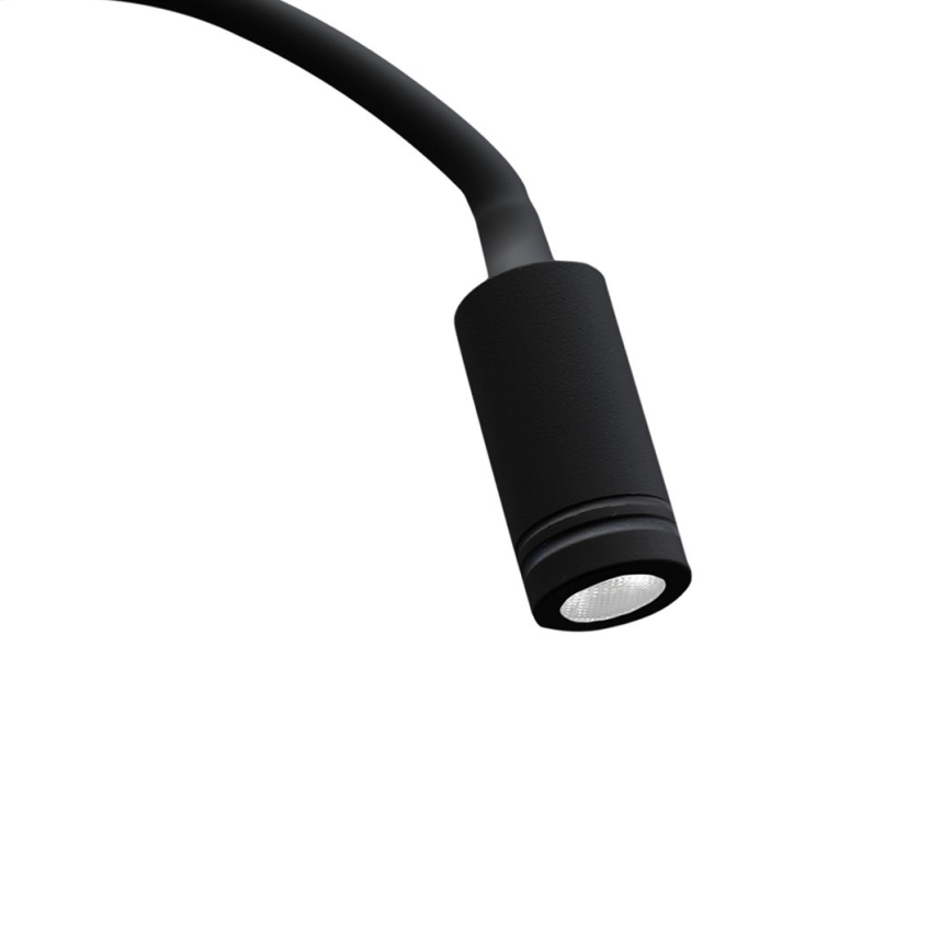 Regulowana lampka ścienna LED z USB BASE LED/8W+LED/2W/230V czarna