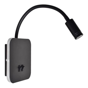 Regulowany kinkiet LED BASE LED/8W+LED/2W/230V czarny/srebrny