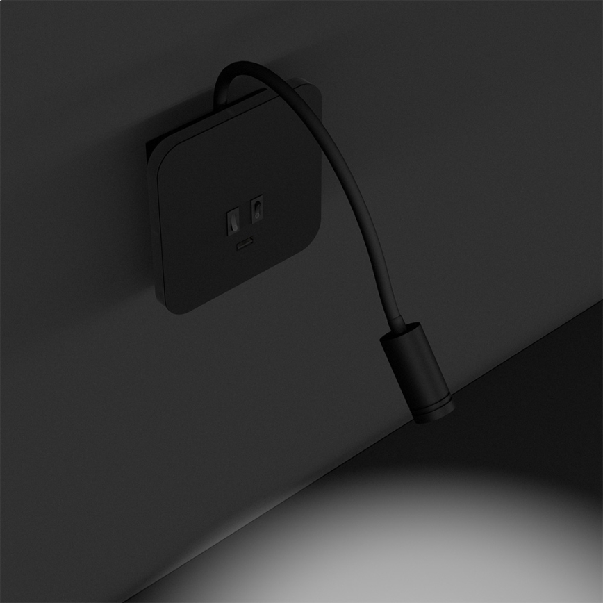 Regulowany kinkiet LED BASE LED/8W+LED/2W/230V czarny/srebrny