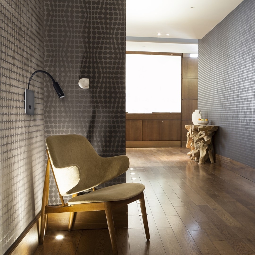 Regulowany kinkiet LED BASE LED/8W+LED/2W/230V czarny/srebrny