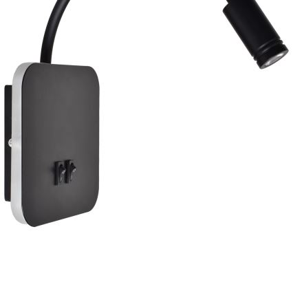 Regulowany kinkiet LED BASE LED/8W+LED/2W/230V czarny/srebrny