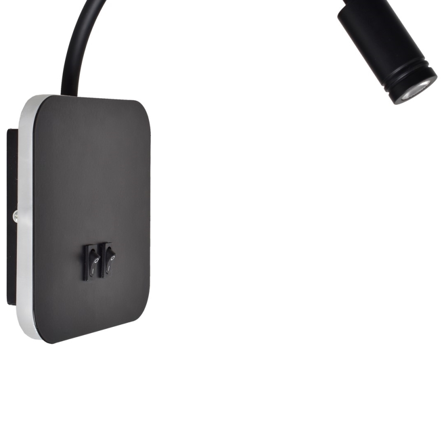 Regulowany kinkiet LED BASE LED/8W+LED/2W/230V czarny/srebrny