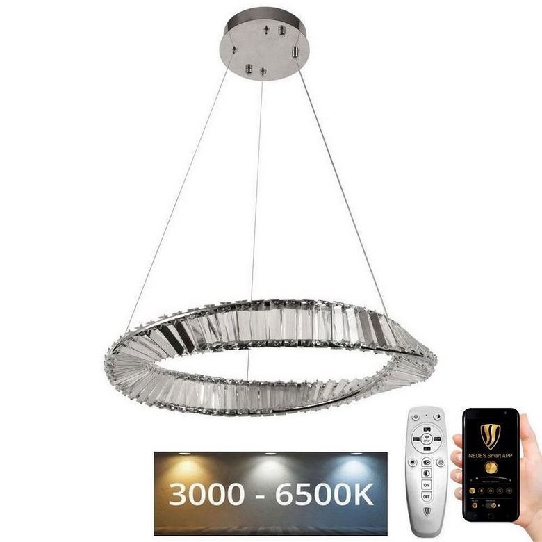 Regulowany LED kryształowy żyrandol na linkę LED/40W/230V 3000-6500K + pilot do zdalnego sterowania