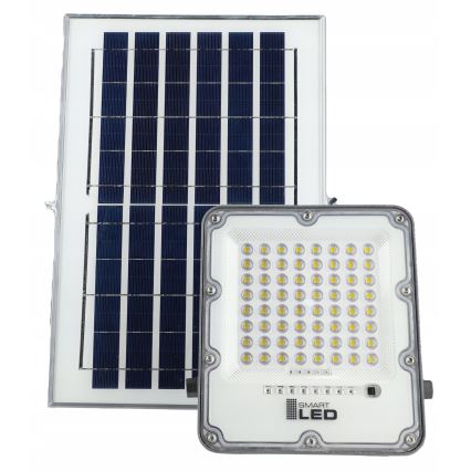 Ściemnialny solarny naświetlacz LED/50W/3,2V 5000K 6000 mAh IP65 czarny + pilot zdalnego sterowania