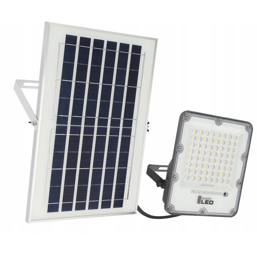 Ściemnialny solarny naświetlacz LED/50W/3,2V 5000K 6000 mAh IP65 czarny + pilot zdalnego sterowania