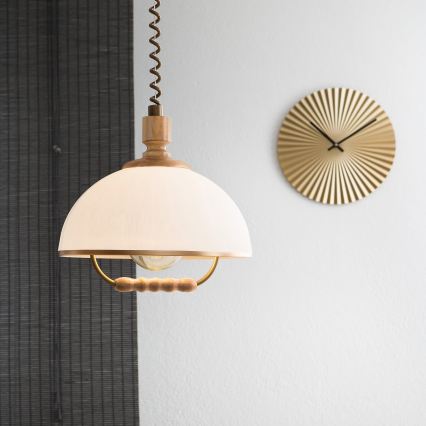 Regulowany żyrandol RAMONA 1xE27/60W/230V brązowy/biały/dąb