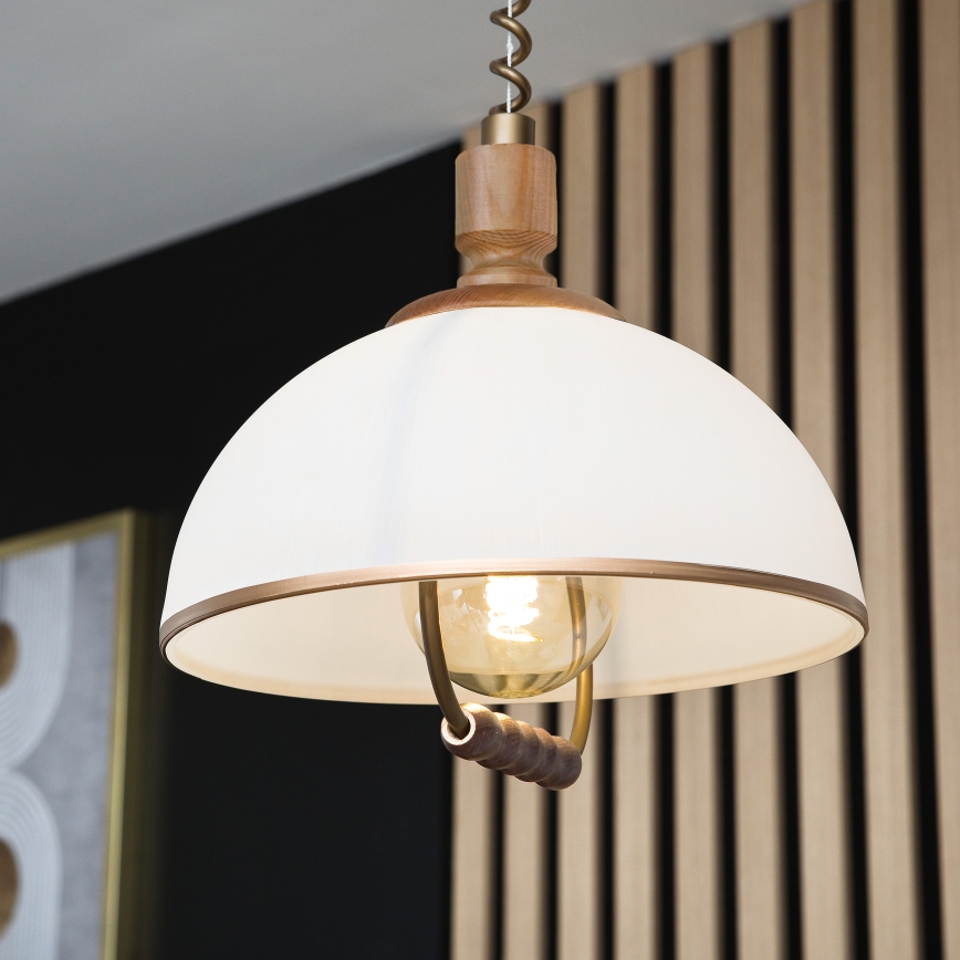 Regulowany żyrandol RAMONA 1xE27/60W/230V brązowy/biały/dąb