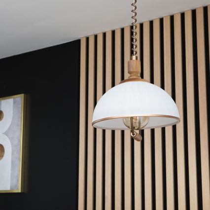 Regulowany żyrandol RAMONA 1xE27/60W/230V brązowy/biały/dąb