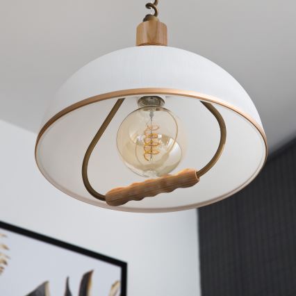 Regulowany żyrandol RAMONA 1xE27/60W/230V brązowy/biały/dąb