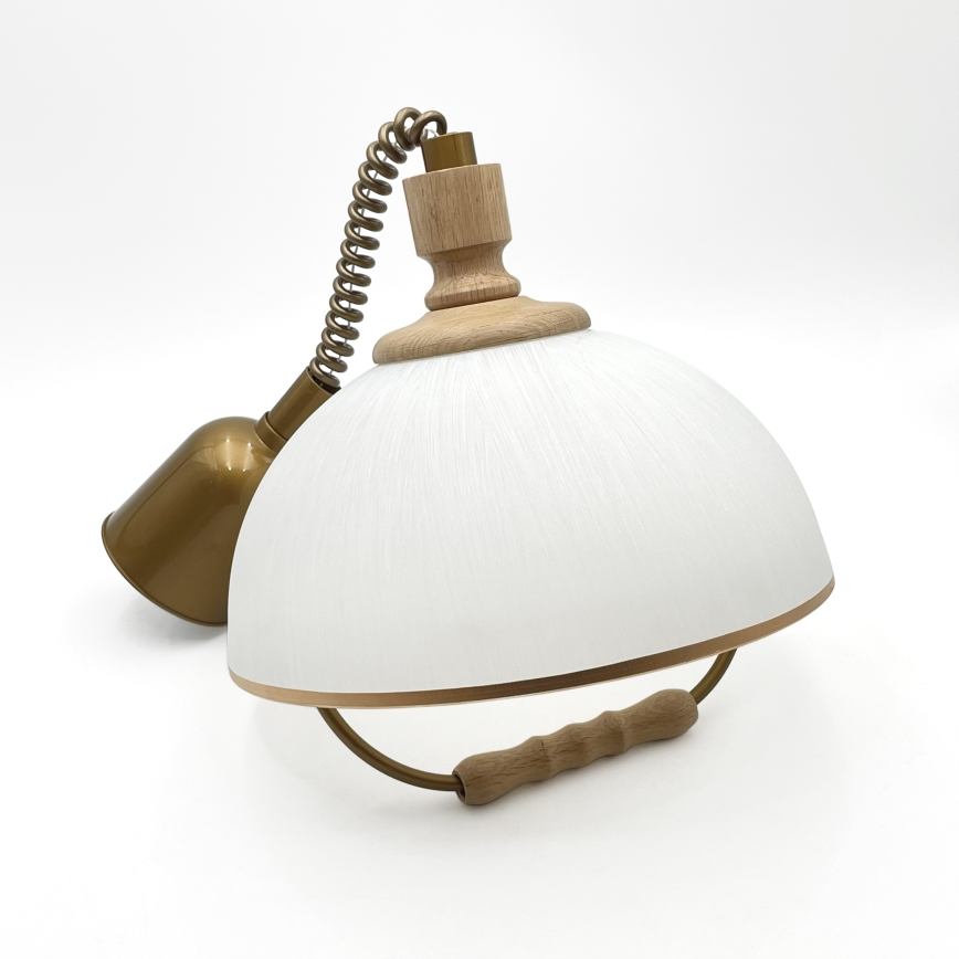 Regulowany żyrandol RAMONA 1xE27/60W/230V brązowy/biały/dąb