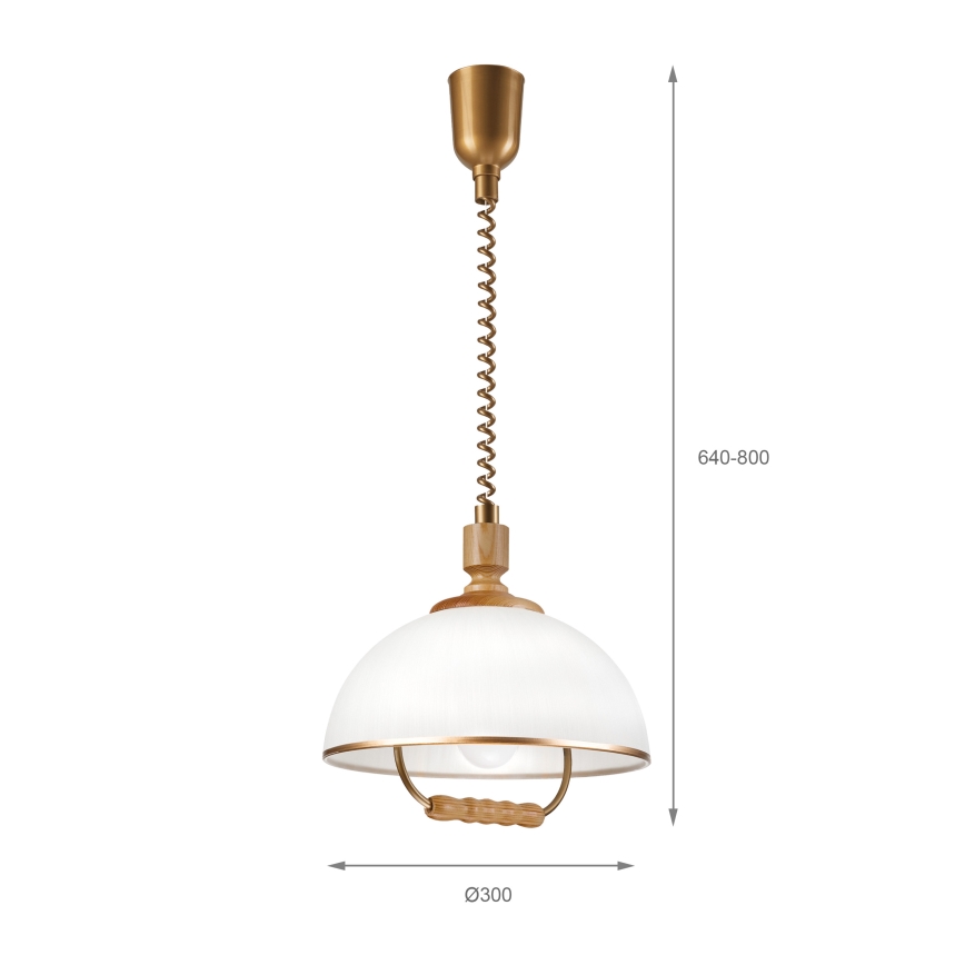 Regulowany żyrandol RAMONA 1xE27/60W/230V brązowy/biały/dąb