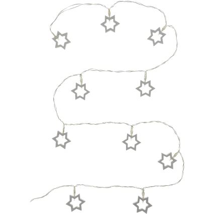 Dekoracyjny łańcuch LED 10xLED/2xAA 1,8m ciepła biel